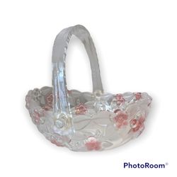 Vintage Glass Basket Bowl