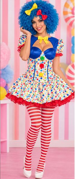 Cotton Candy Clown Costume – Adult Size 6–8 🍭🤡