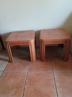 Pair of Wooden Side End Tables