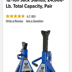 Strongway 12 Ton Double Locking Jack Stands  (Missing 1  Ratchet Bar / Post) Cast Iron NEW 