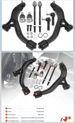 A-Premium Set of 8, Front Lower Control Arm, Lower Ball Joint, Inner & Outer Tie Rod End, Compatible with 1 Chrysler Dodge Plymouth - Town & C