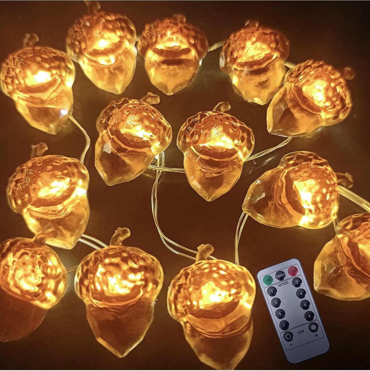 Thanksgiving Acorn String Fall Lights Decor, 8 Modes Battery Powered Fall Decoration Fairy Lights