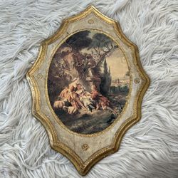 Vintage Florentine Wall Plaque Italian Gilt Wood Hollywood Regency 18.5” H