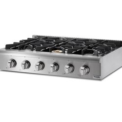 50% OFF - Thor Kitchen 36" Gas Cooktop Stainless Steel 6 Burners