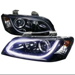 2008-2009 Pontiac G8 Black Housing LED Strip Projector Headlights Lamps 08-09