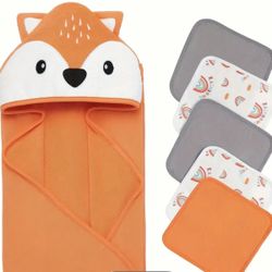 New Fox Hooded Baby Towel Set 6 Pcs