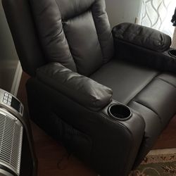 Contemporary Black Leather Reclining Chair