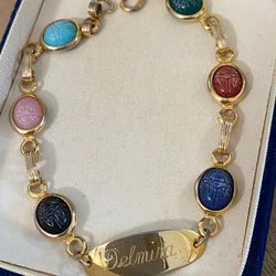 Pulsera Manilla Laminada Piedras Cuarzo Joyería Antigua 