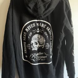 Skilled Sailor Zip-Up Black Hoodie