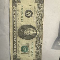 #75 1977 $20 Federal Reserve Note – Boston District A – Off-Center Cut! Vintage Currency 💵