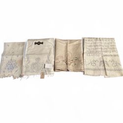 Vtg Linen Napkins for Embroidery Craft Cream Color Lot of 4