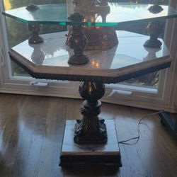 Vintage Marble & Glass Accent Table – Heavy, Elegant, Quick Sale! – $275 (OBO)