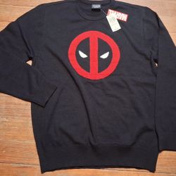 Men's Size Large Deadpool Sweater Marvel Hot Topic Long Sleeve