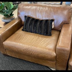 Brown Leather Couch’s and Ottoman