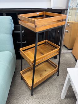 3-Tier Wood and Metal Shelf Stand