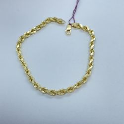 Gold Bracelet Rope 14K New 