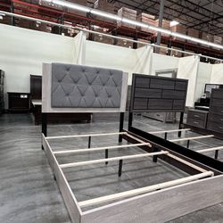 Queen Size Button Bed W Ortho Mattress 