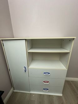 White Kids Storage Unit with Wardrobe and Drawers