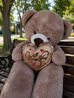 Large Plush Teddy Bear with I Love You Heart