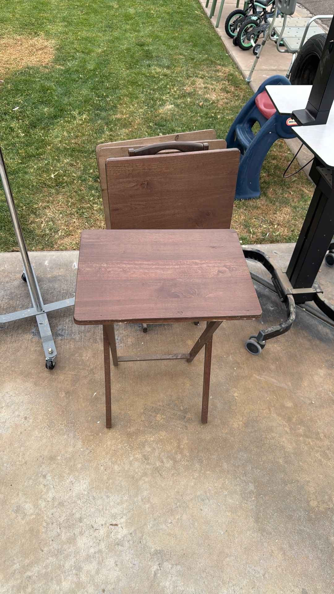 Foldable TV Dinner Tray Table with Storage Rack