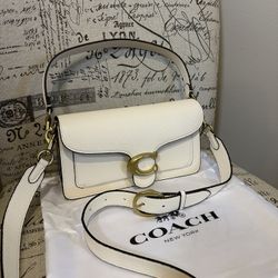 Coach Pebbled Leather 26 Tabby Bag Cream 