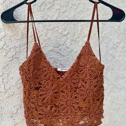 Orange Embroidered Cami Top
