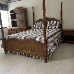 Vintage bedroom set – poster bed, dresser and nightstand.