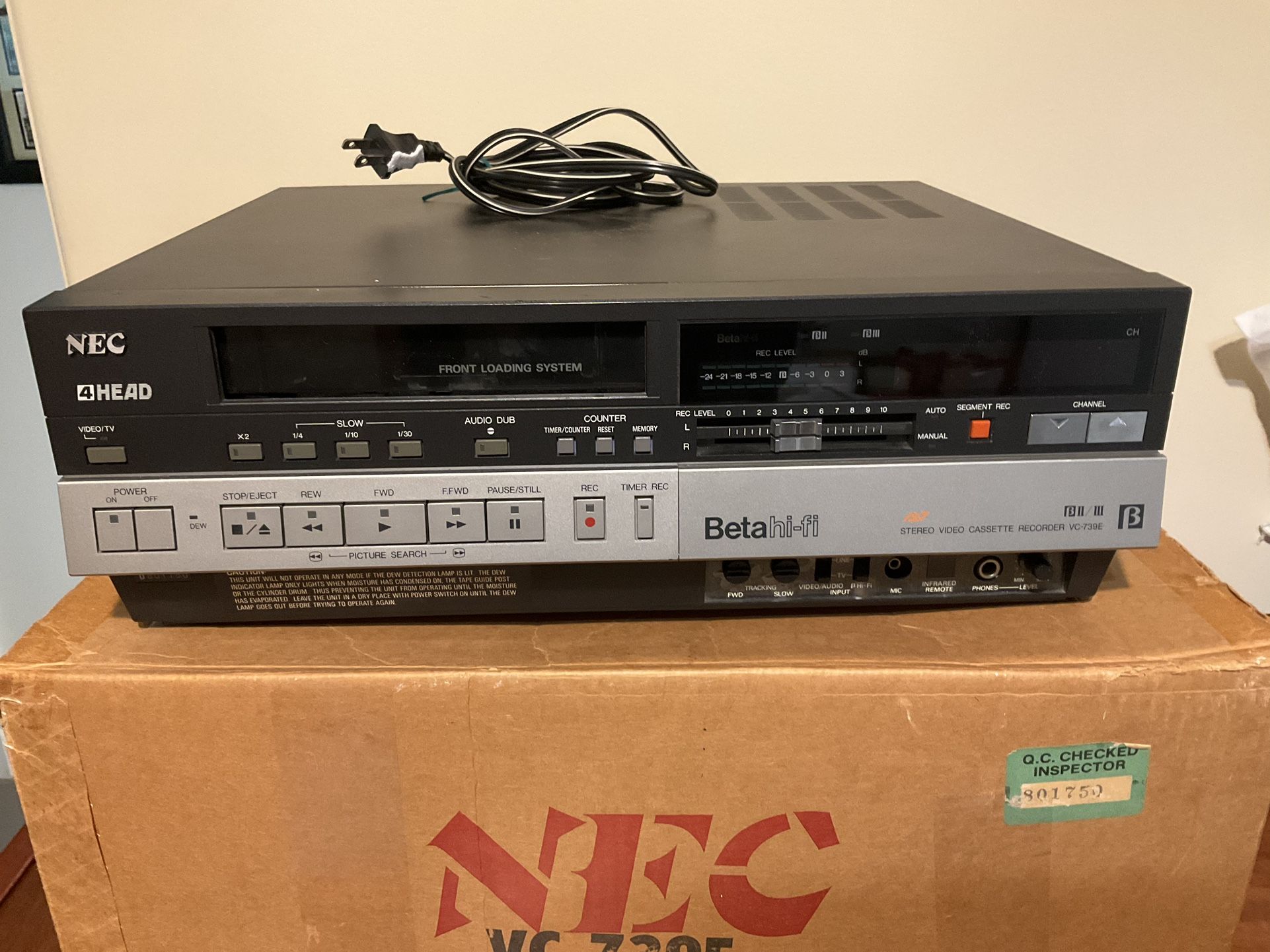 Betamax VCR By NEC, HiFi, Like New But Does Not Play