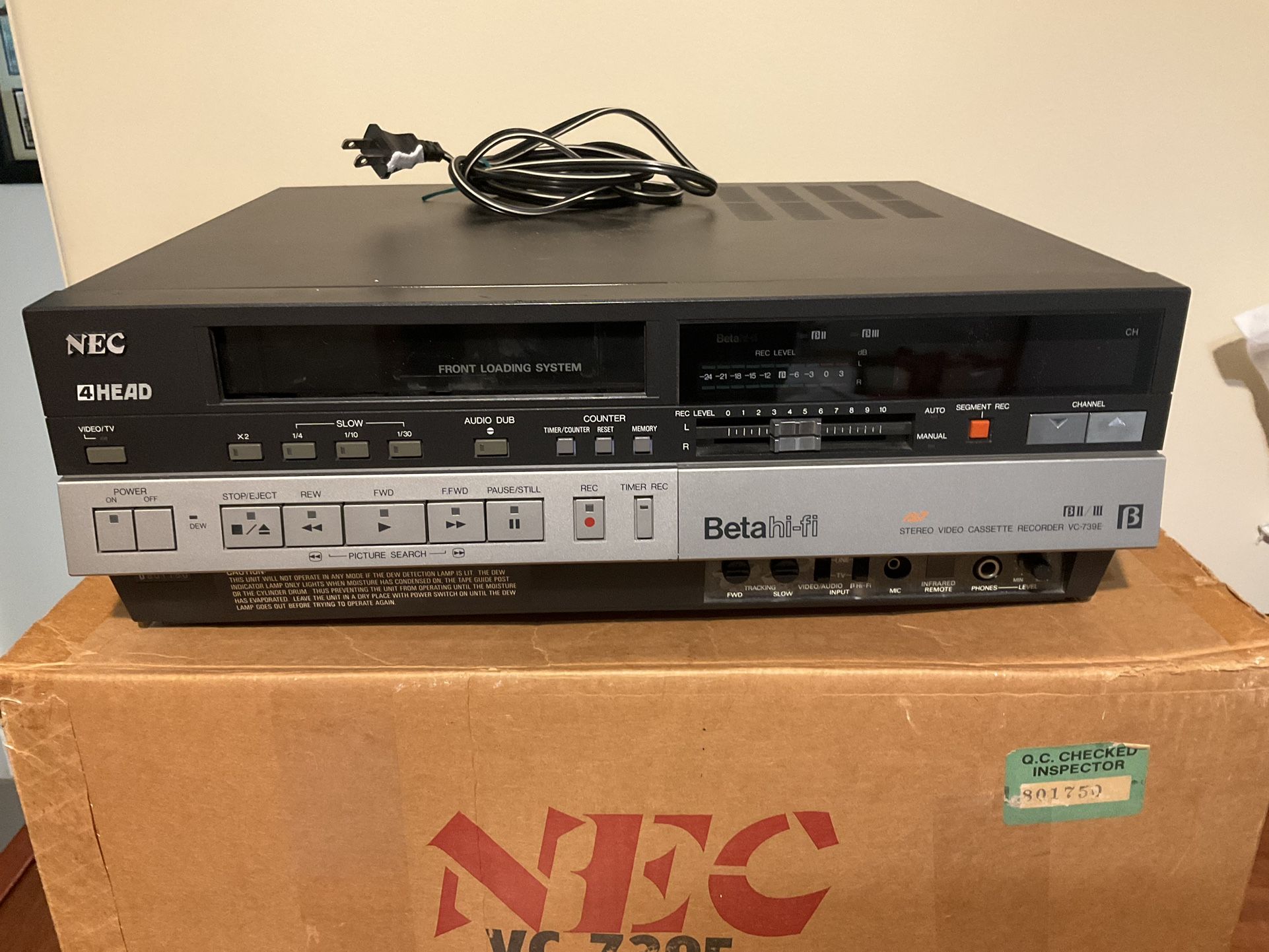 Betamax VCR By NEC, HiFi, Like New But Does Not Play 