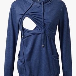 Blue Nursing Hoodie Top Sweatshirt Long Sleeve medium.   (W)
