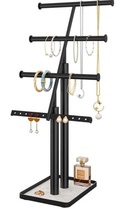 Jewelry Organizer Stand, Metal Jewelry Tree Holder for Necklace Bracelet Earring Display, 4 Tier