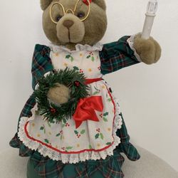 Vintage AVON Motionette Grandma Christmas Bear Animated Motion Figure 