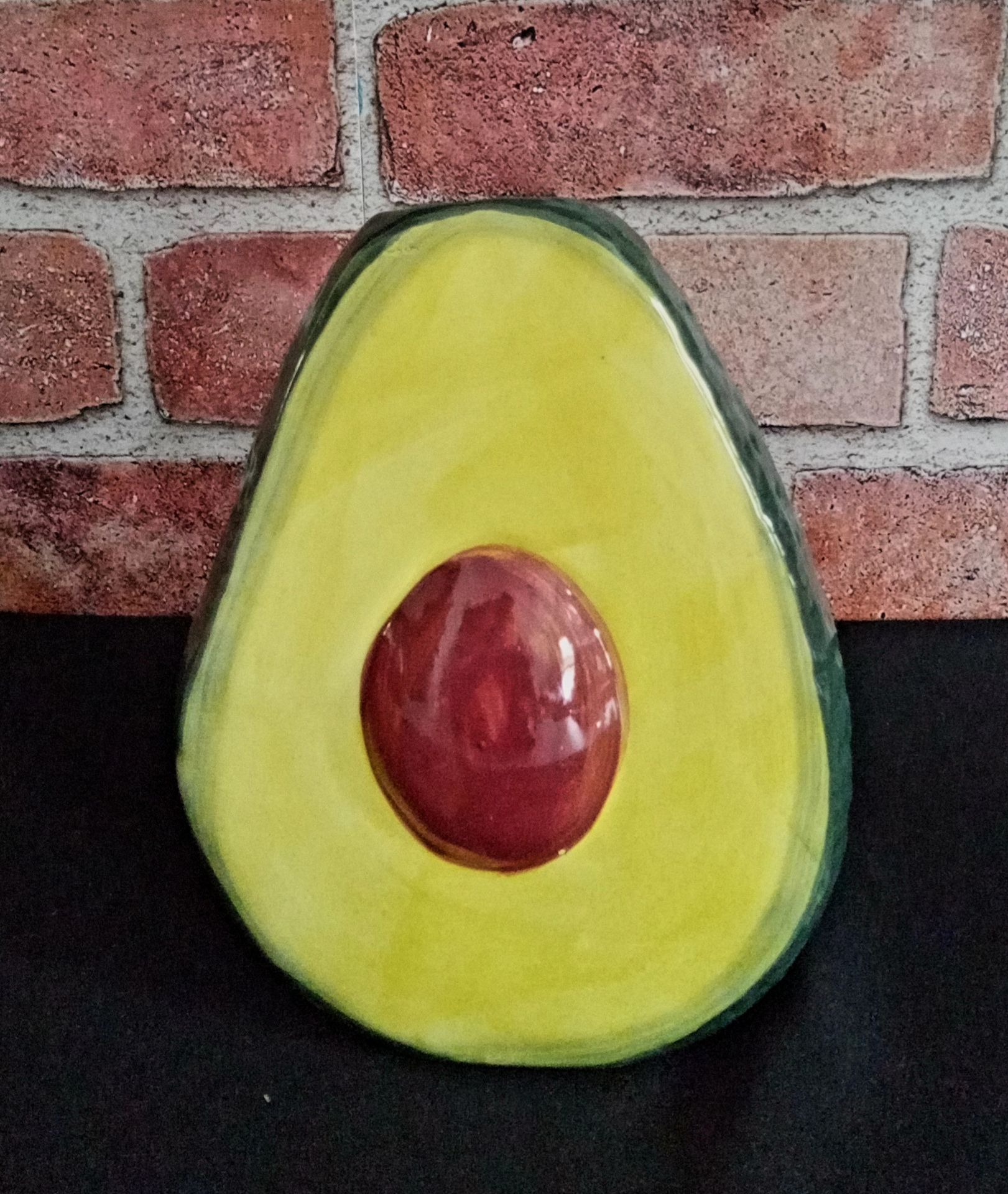 Avocado Ceramic Vase Utensil Brush Holder Decor Hand Painted Stem Flower Craft