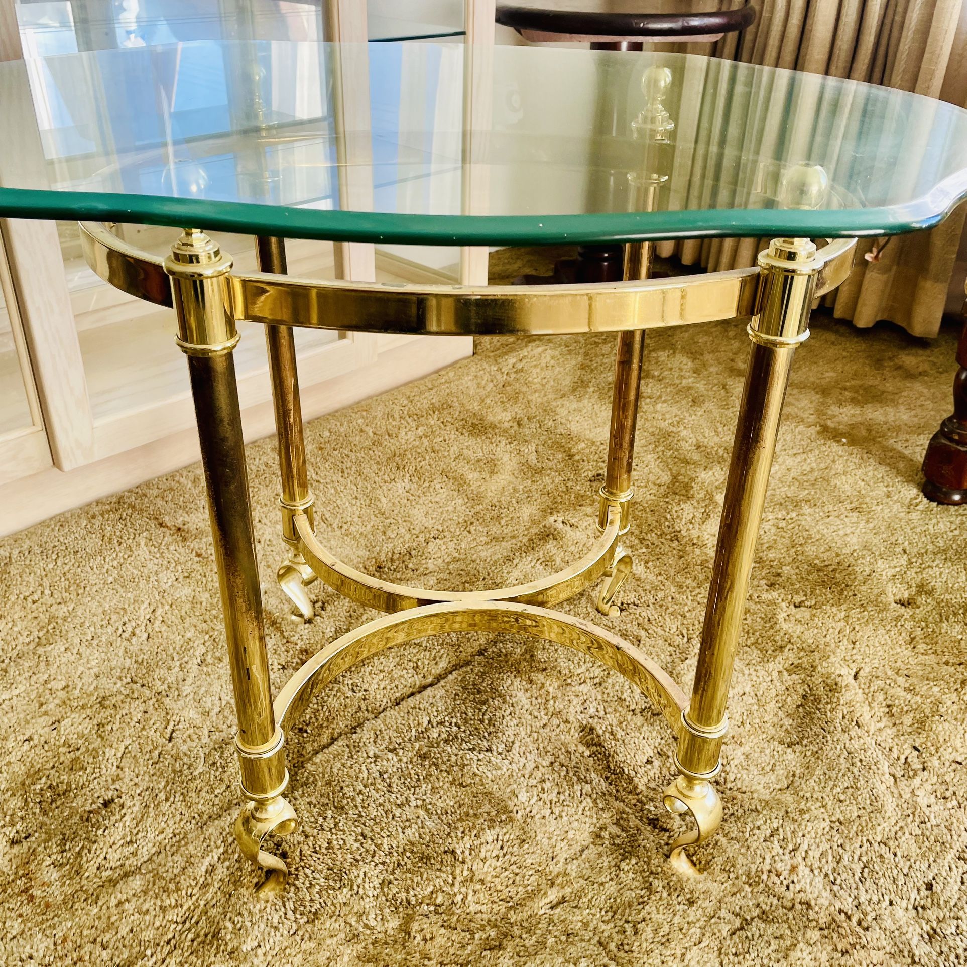 Vintage Mid Century Brass Glass Tables