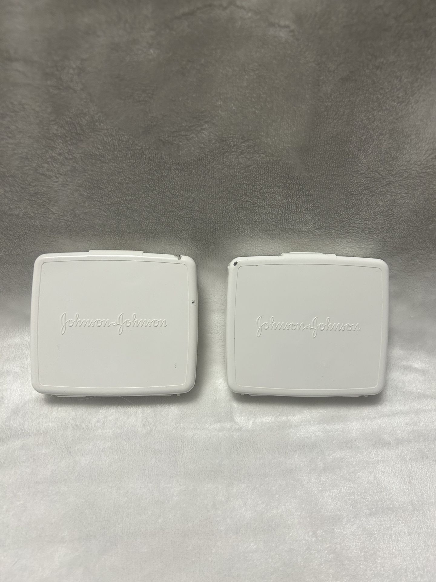 2 white Johnson & Johnson plastic organizer storage cases containers 