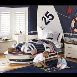 Pottery Barn Kids Speed Boat Bed And Nightstand 