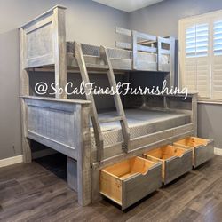 Twin Full Bunk Bed And Mattress With Drawers 