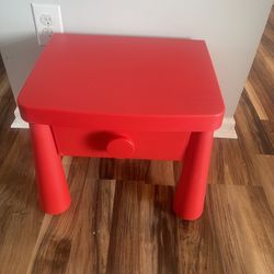 Red Plastic Kids End Table 