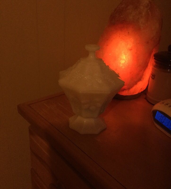 Milk glass candy dish with lid. Old