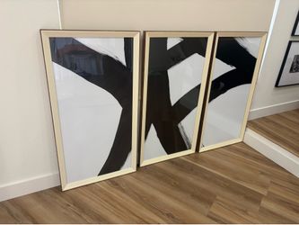 3 Modern Abstract Art Prints Framed