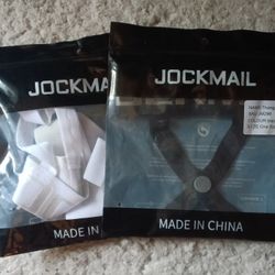 Jockmail Thong For Men, Black And White, One Size