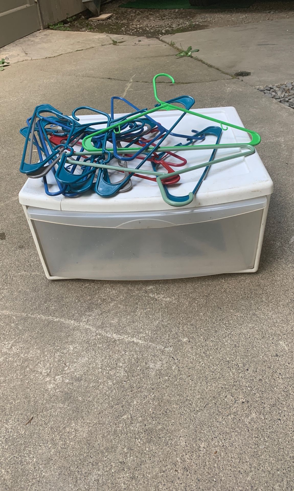Plastic drawer and hangers