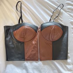 Faux Push UpBustier Top With Straps And Zipper