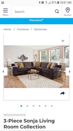 Grey suede sectional USB port very clean