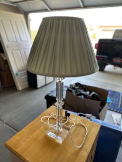 Side table lamp with light green shade