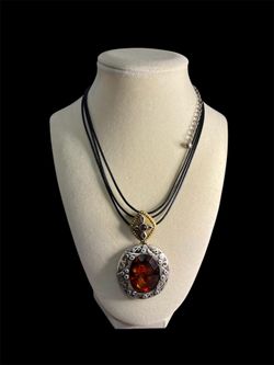 Chico's Red Glass Pendant Necklace