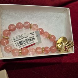 Macy's Pink Beaded Stretch Hamsa Bracelet 