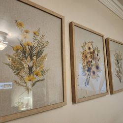 Pressed Flowers Wall Art (3 Pieces)