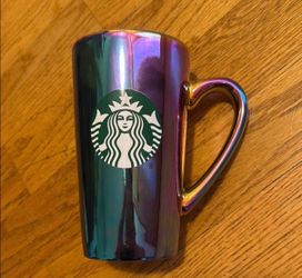 Starbucks 16oz Ceramic Coffee Mug Iridescent Rainbow Oil-slick Finish