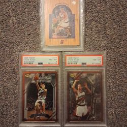 Awesome Steve Nash Psa 8 Rc 3 Card LOT His 2 Topps Finest Rcs For A Nice Pair Alnf With The Beautiful UD3 Prospects Hardwood Rc